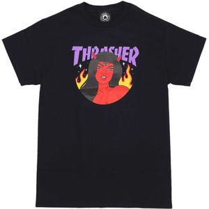 Thrasher, Heren, Tops, Zwart, Maat: S Katoen,