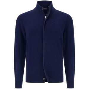 Boggi Milano - Wollen Cashmere Jumper - Blauw - Volledige Rits