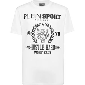 T-shirt - Zwart - Katoen - Merkprint Op De Voorzijde