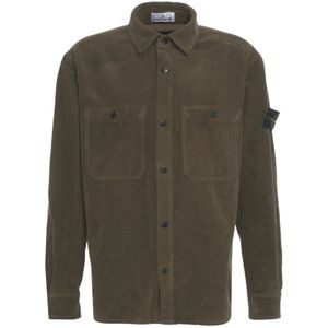Stone Island, Heren, Jassen, Groen, Maat: 2XL Corduroy,