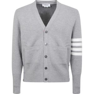 Thom Browne, Heren, Truien, Grijs, Maat: M Leer,