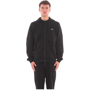 Lacoste, Heren, Sweatshirts & Hoodies, Zwart, Maat: L Fleece,