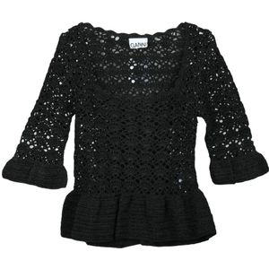 Ganni, Dames, Truien, Zwart, Maat: XS Polyamide,