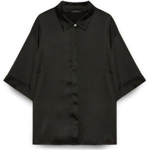 Fiorella Rubino, Dames, Blouses & Shirts, Zwart, Maat: XL Satijn,