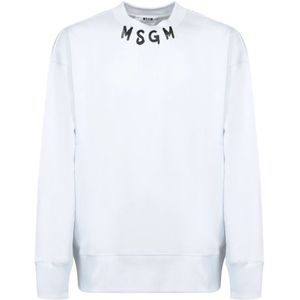 Msgm, Heren, Sweatshirts & Hoodies, Wit, Maat: S Katoen,