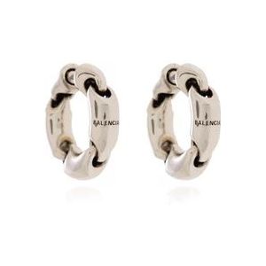 Balenciaga Messing oorbellen met logo , Gray , Dames , Maat: ONE Size