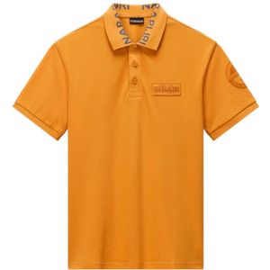 Napapijrivoor mannen. NP0A4IN9 E-Amundsen 1 oranje polo (S), Casual, Katoen, Korte mouwen