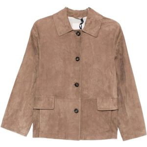 Max Mara, Dames, Jassen, Bruin, Maat: L Leer,