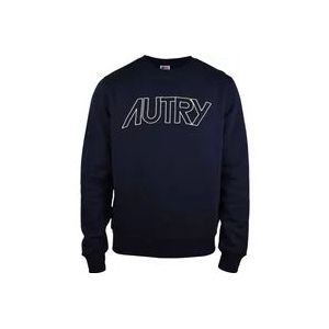 Autry Navyblauwe Katoenen Sweatshirt met Geborduurd Logo , Blue , Heren , Maat: XL