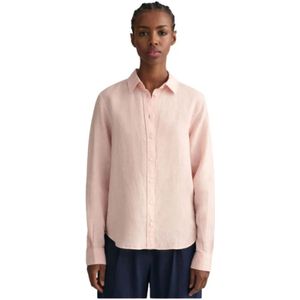 Gant, Dames, Blouses & Shirts, Oranje, Maat: M Linnen,