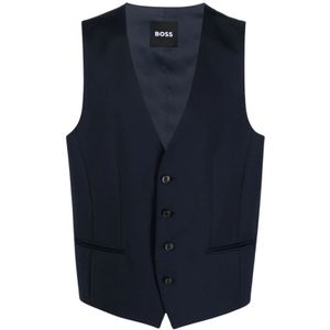 Hugo Boss, Heren, Pakken, Blauw, Maat: M Wol,