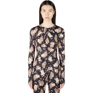 Rokh, Dames, Tops, Zwart, Maat: M Jersey,
