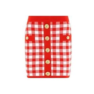 Balmain Gingham Rok , Red , Dames , Maat: S