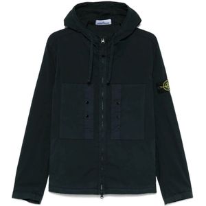 Stone Island, Heren, Jassen, Blauw, Maat: S Katoen,