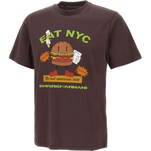 Emporio Armani, Heren, Tops, Bruin, Maat: M Katoen,
