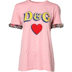 Dolce & Gabbana - Logo Print Crew Neck T-shirt - Roze - Katoen