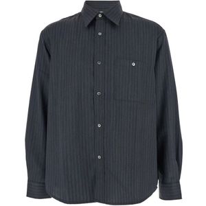 Tonywack, Heren, Overhemden, Grijs, Maat: S Wol,