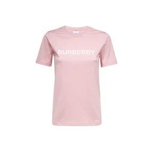 Burberry Rosa Katoenen T-Shirt - Regular Fit , Pink , Dames , Maat: XS