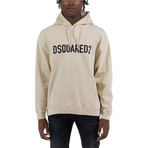 Dsquared2, Heren, Sweatshirts & Hoodies, Beige, Maat: L Katoen,