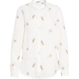 Himon's, Dames, Blouses & Shirts, Wit, Maat: S Linnen,