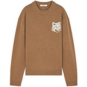 Maison Kitsuné, Heren, Truien, Bruin, Maat: XL Wol,