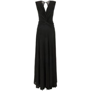 Elisabetta Franchi, Dames, Jurken, Zwart, Maat: L Nylon,