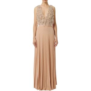 Elisabetta Franchi, Dames, Jurken, Beige, Maat: S Viscose,