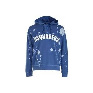 Dsquared2 Oversized Sweater in Clear Blue met Distressed Details , Blue , Heren , Maat: S