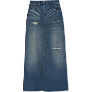 MM6 Maison Margiela - Denim Rok - Blauw - 100% Katoen - Rechte Snit