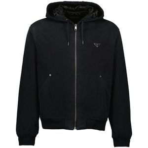 Prada, Heren, Sweatshirts & Hoodies, Zwart, Maat: L Katoen,