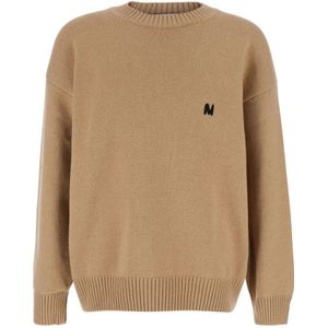 Msgm, Heren, Truien, Beige, Maat: M Wol,