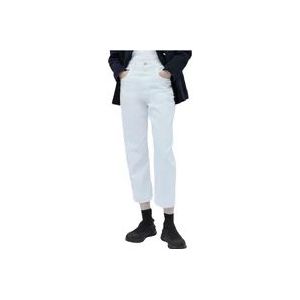 Moncler Mid Rise Cropped Jeans met Achterlogo Patch , White , Dames , Maat: XS