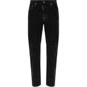 Dsquared2 Ribfluwelen broek 642 , Black , Heren , Maat: L