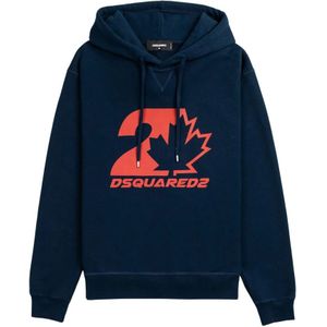 Dsquared2, Heren, Sweatshirts & Hoodies, Blauw, Maat: S Katoen,