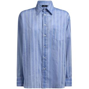 Etro, Dames, Blouses & Shirts, Blauw, Maat: 2XS