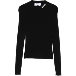 Msgm, Dames, Truien, Zwart, Maat: S Viscose,