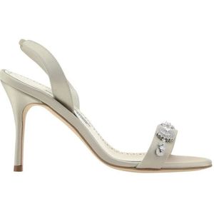 Manolo Blahnik, Dames, Schoenen, Beige, Maat: 36 EU Zijde,