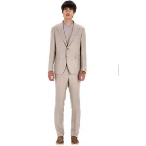Tagliatore, Heren, Pakken, Beige, Maat: 2XL Linnen,