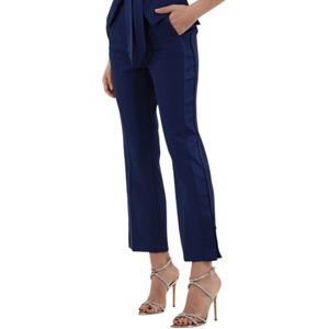 Elisabetta Franchi, Dames, Broeken, Blauw, Maat: M Satijn,