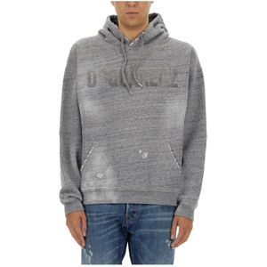 Dsquared2, Heren, Sweatshirts & Hoodies, Grijs, Maat: M Katoen,