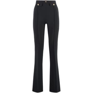 Elisabetta Franchi, Dames, Broeken, Zwart, Maat: S Poliester,