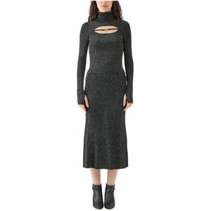 Versace Jeans Couture, Dames, Jurken, Zwart, Maat: S Viscose,