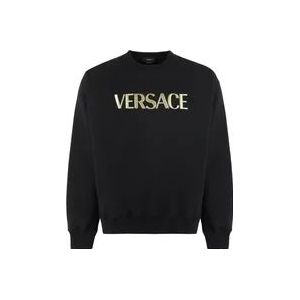 Versace Katoenen Logo Sweatshirt , Black , Heren , Maat: XL