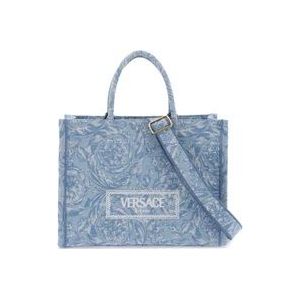 Versace Barocco Jacquard Tote Tas , Blue , Dames , Maat: ONE Size