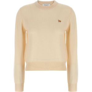 Maison Kitsuné, Dames, Truien, Beige, Maat: M Wol,