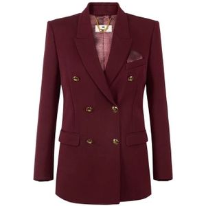 Elisabetta Franchi, Dames, Jassen, Bruin, Maat: XS Gabardine,