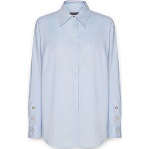 Elena Mirò, Dames, Blouses & Shirts, Blauw, Maat: L Katoen,