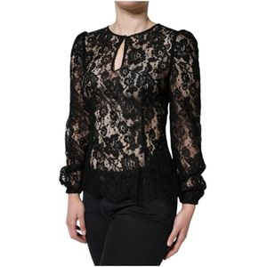 Dolce & Gabbana - Long Sleeves Blouse - Zwart - Floral Lace
