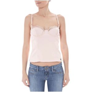 John Galliano - Roze - Dames Top - Kanten Top met Rits