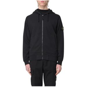Stone Island, Heren, Sweatshirts & Hoodies, Zwart, Maat: L Katoen,